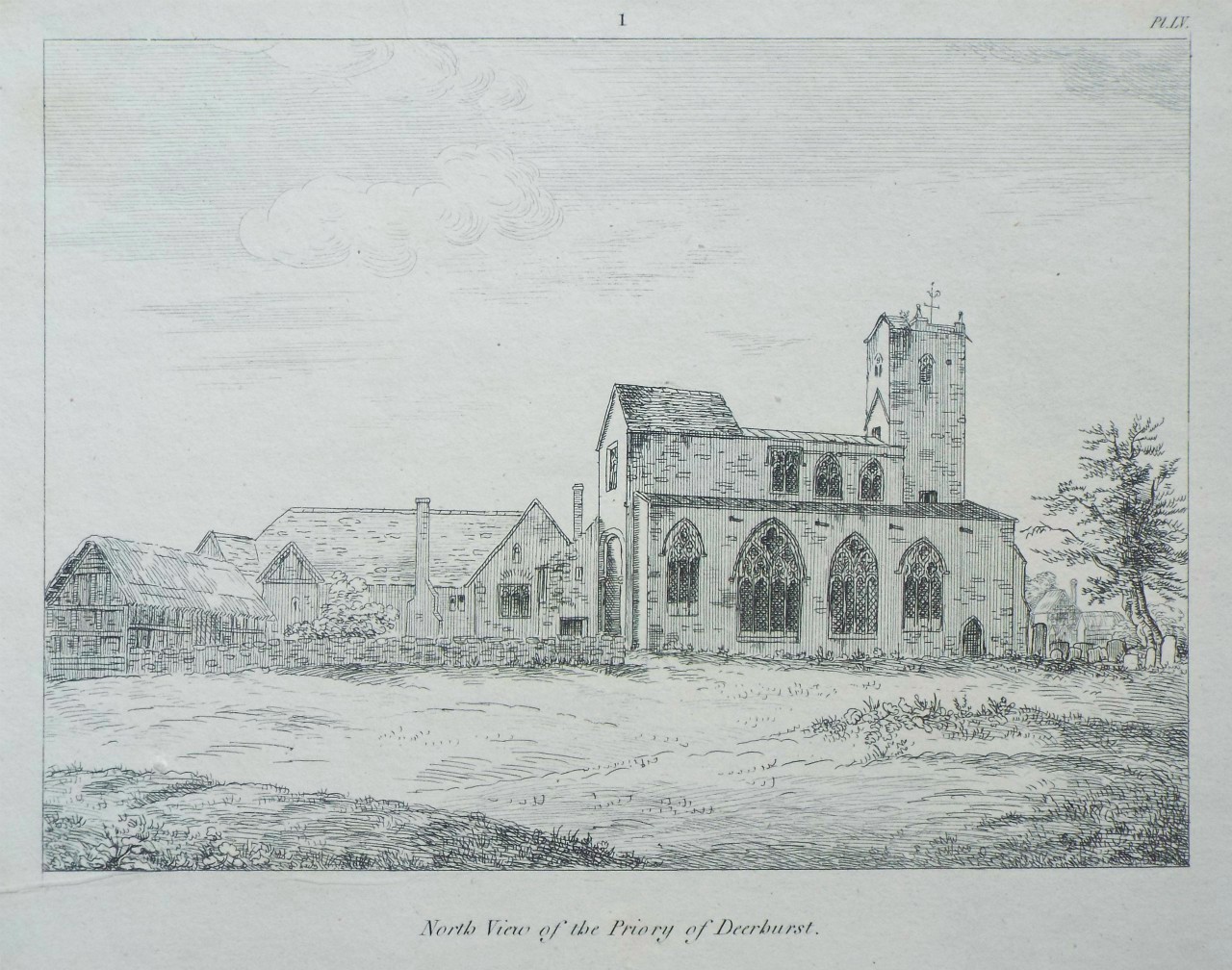 Etching - North View of the Priory of Deerhurst.