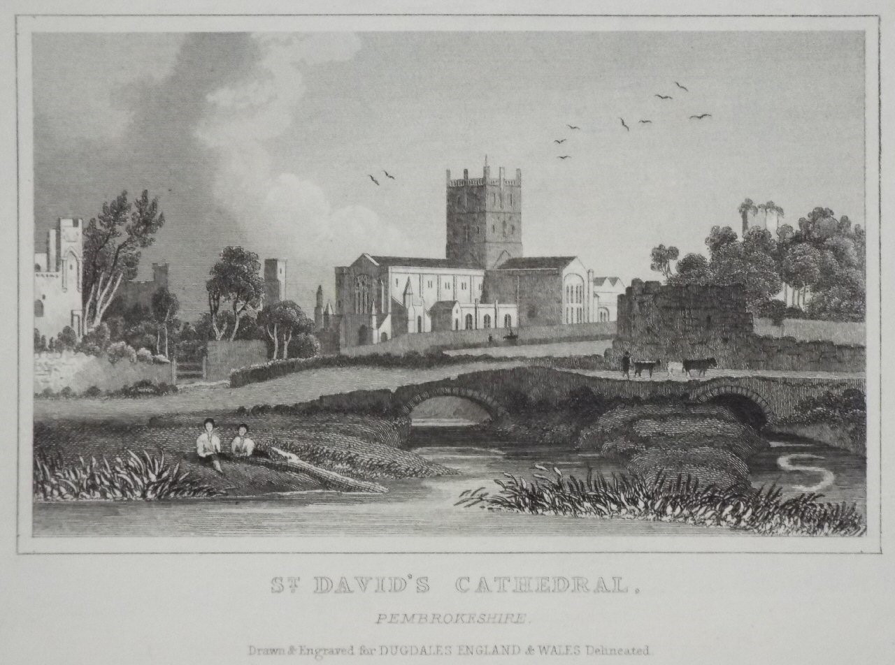 Print - St. David's Cathedral, Pembrokeshire.