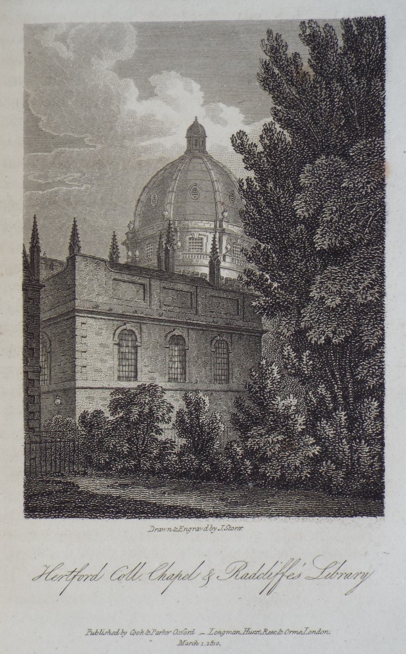 Print - Hertford Coll. Chapel & Radcliffe's Library. - Storer
