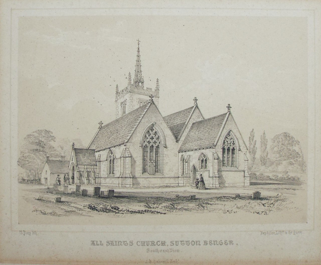 Lithograph - All Saints Church Sutton Benger - Bury
