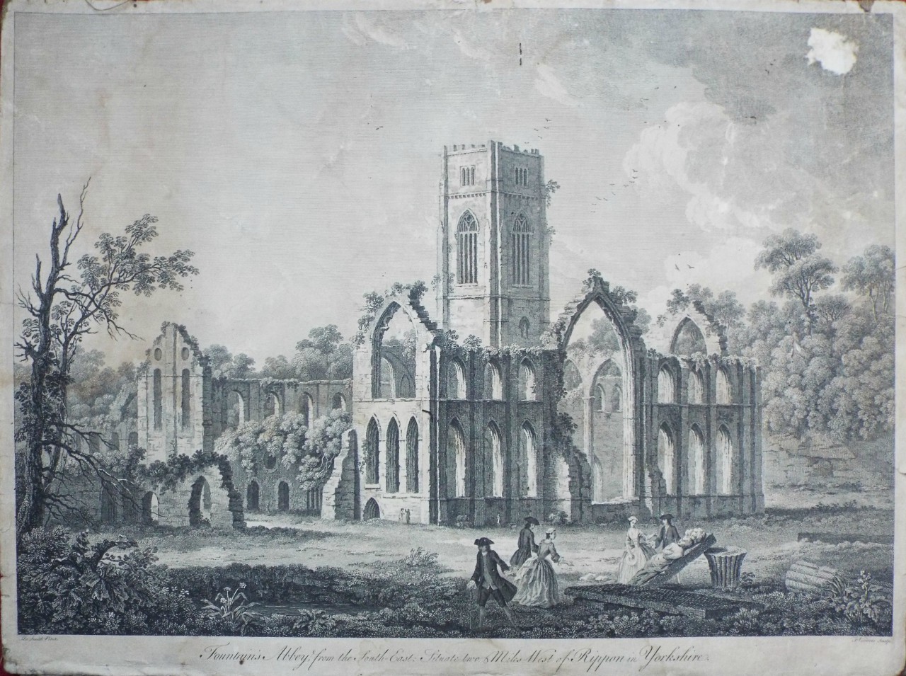 Print - Fountains Abbey, from the South East; Situate two Miles West of Rippon in Yorkshire. - Vivares