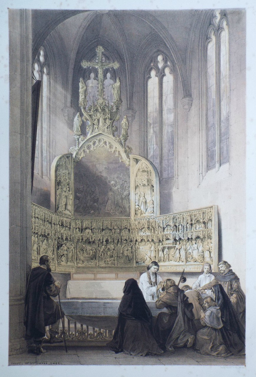 Lithograph - Chapel of Ste. Dimpna - Gheel - Haghe