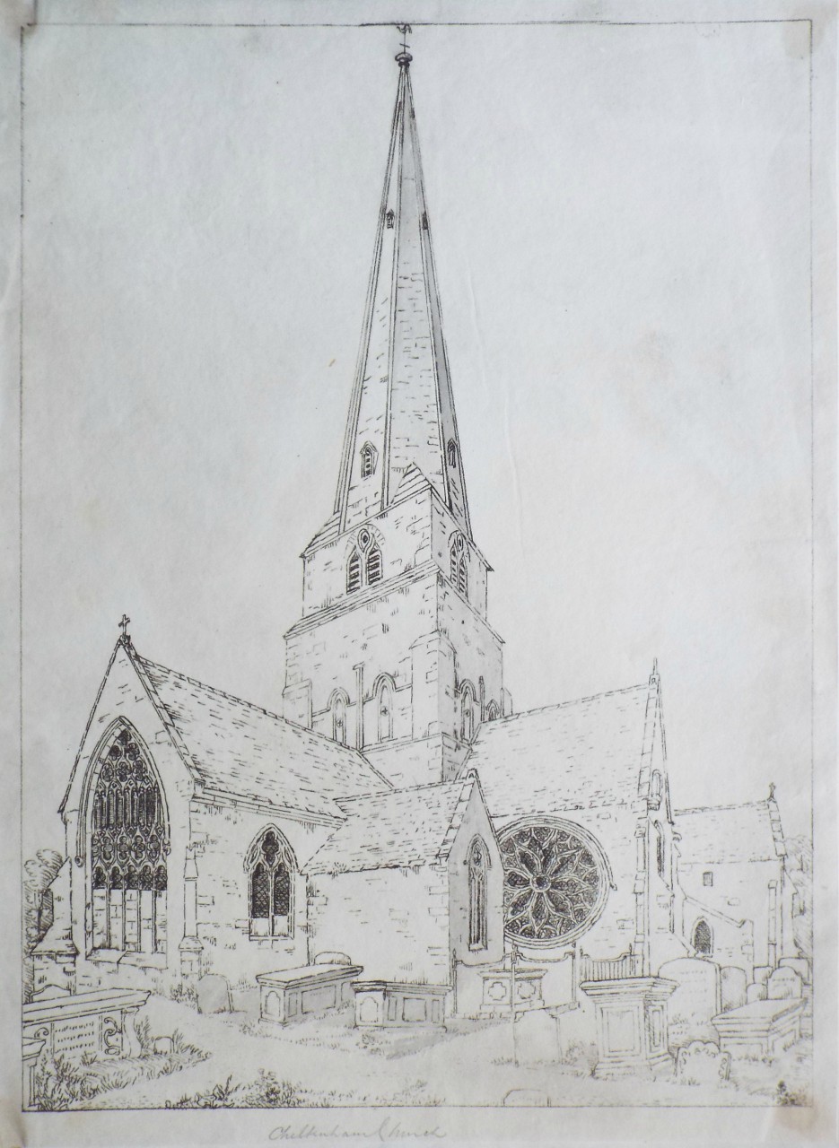 Etching with aquatint - Cheltenham Church