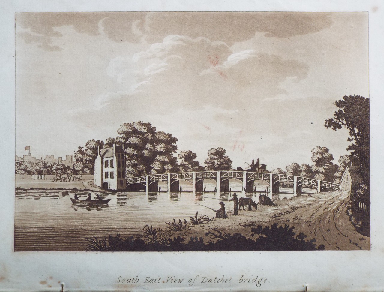 Aquatint - South East View of Datchet bridge. - Ireland