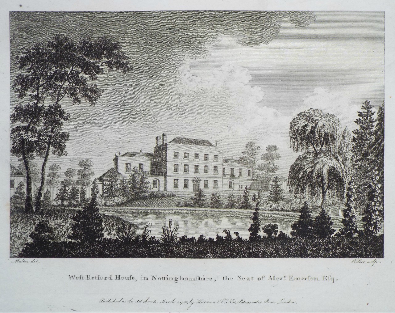 Print - West Retford-House, in Nottinghamshire, the Seat of Alexr. Emerson Esq. - 