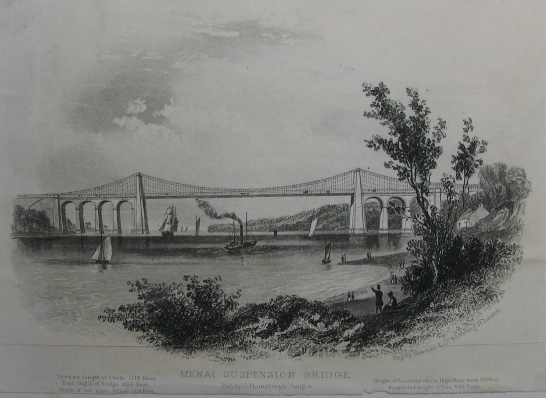 Steel Vignette - Menai Suspension Bridge. - Newman