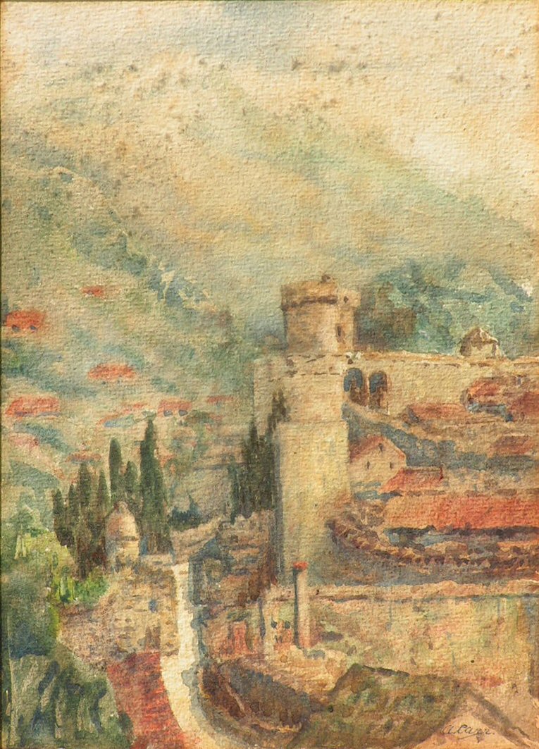 Watercolour - (Citadel in mountains)