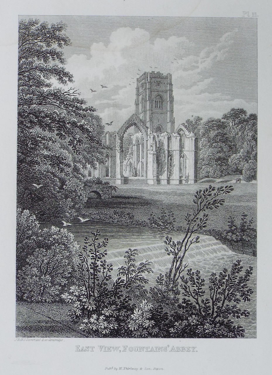 Print - East View, Fountains' Abbey. - Storer
