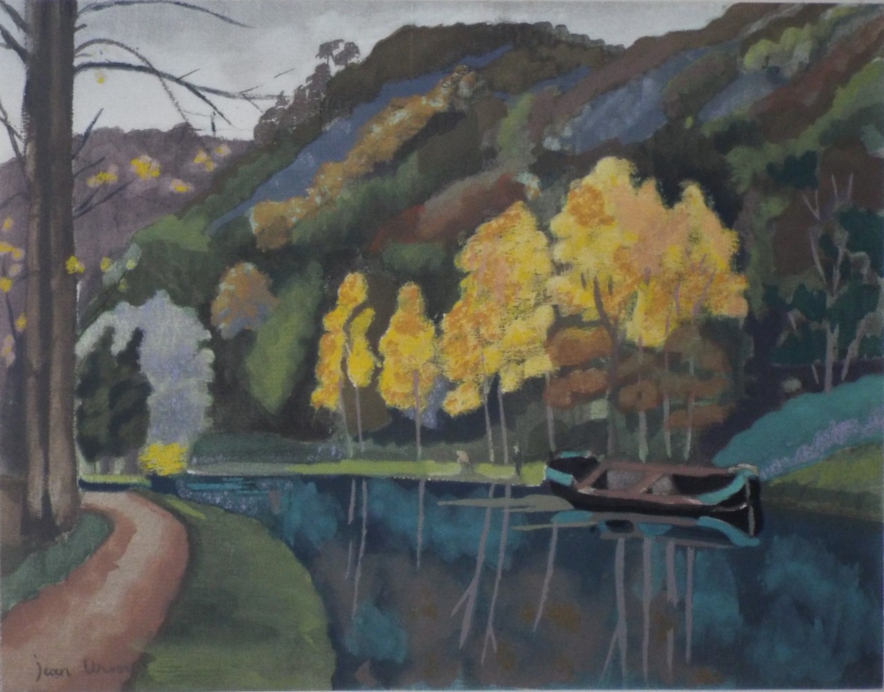 Pochoir Gouache - La Colline du Vaugres