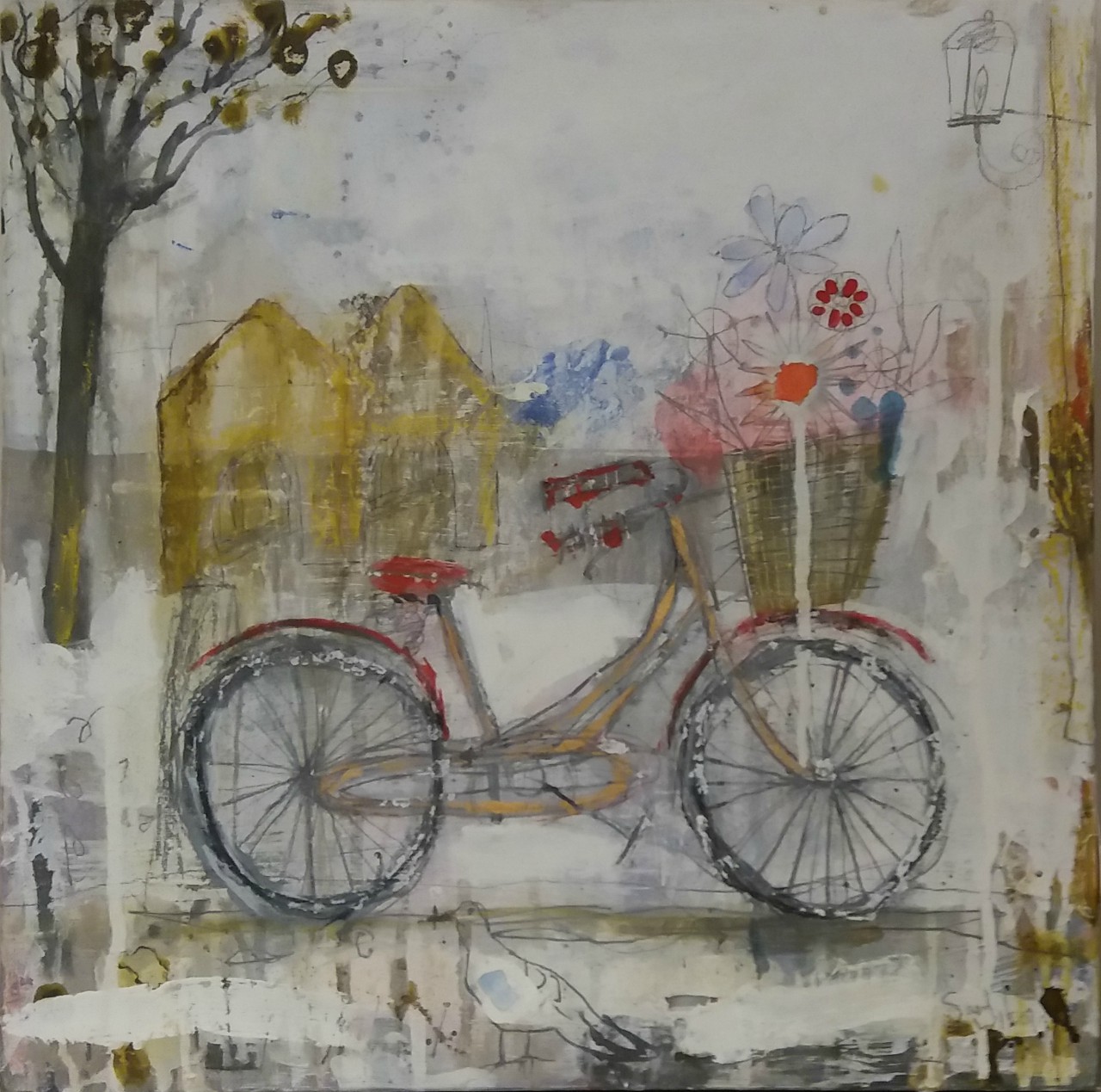 Oil on canvas - Bicycle in Chipping Campden.