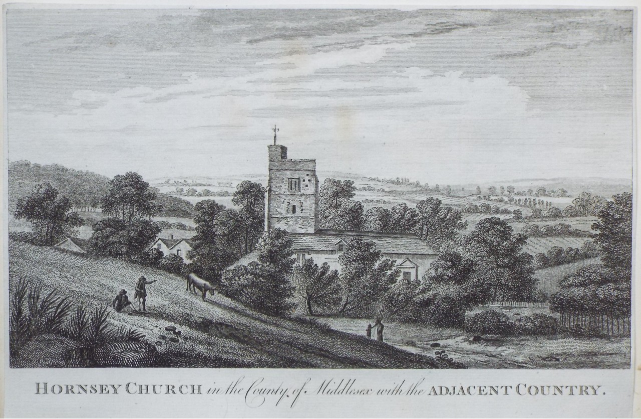 Print - Hornsey Church in the County of Middlesex with the Adjacent Country.