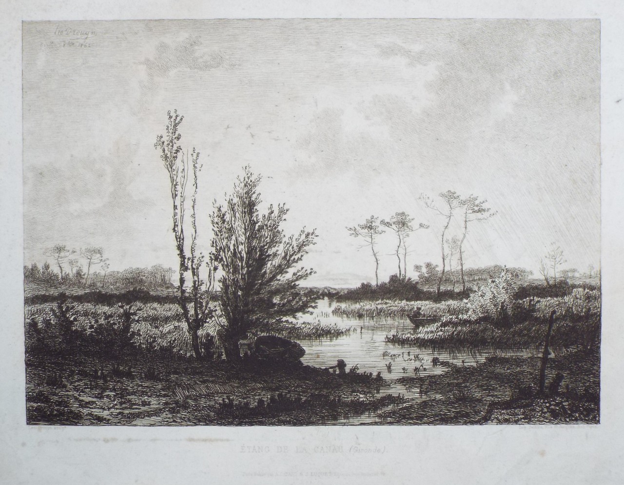 Etching - Etang de la Canau (Gironde). - 
