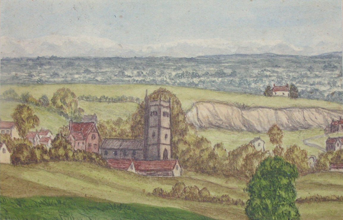 Watercolour - (Church in a valley)