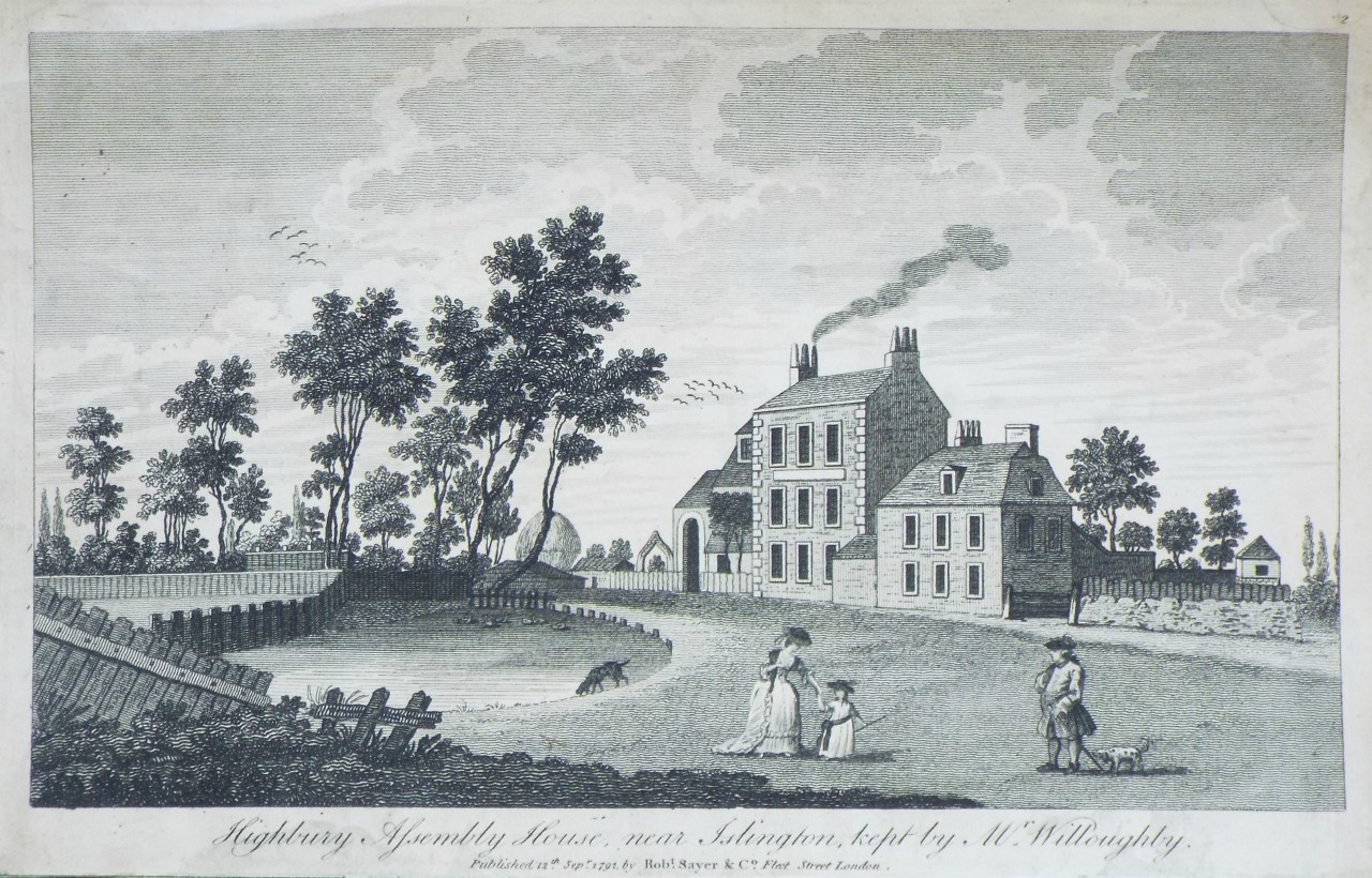 Print - Highbury Assembly House, near Islington, kept by Mr. Willoughby.