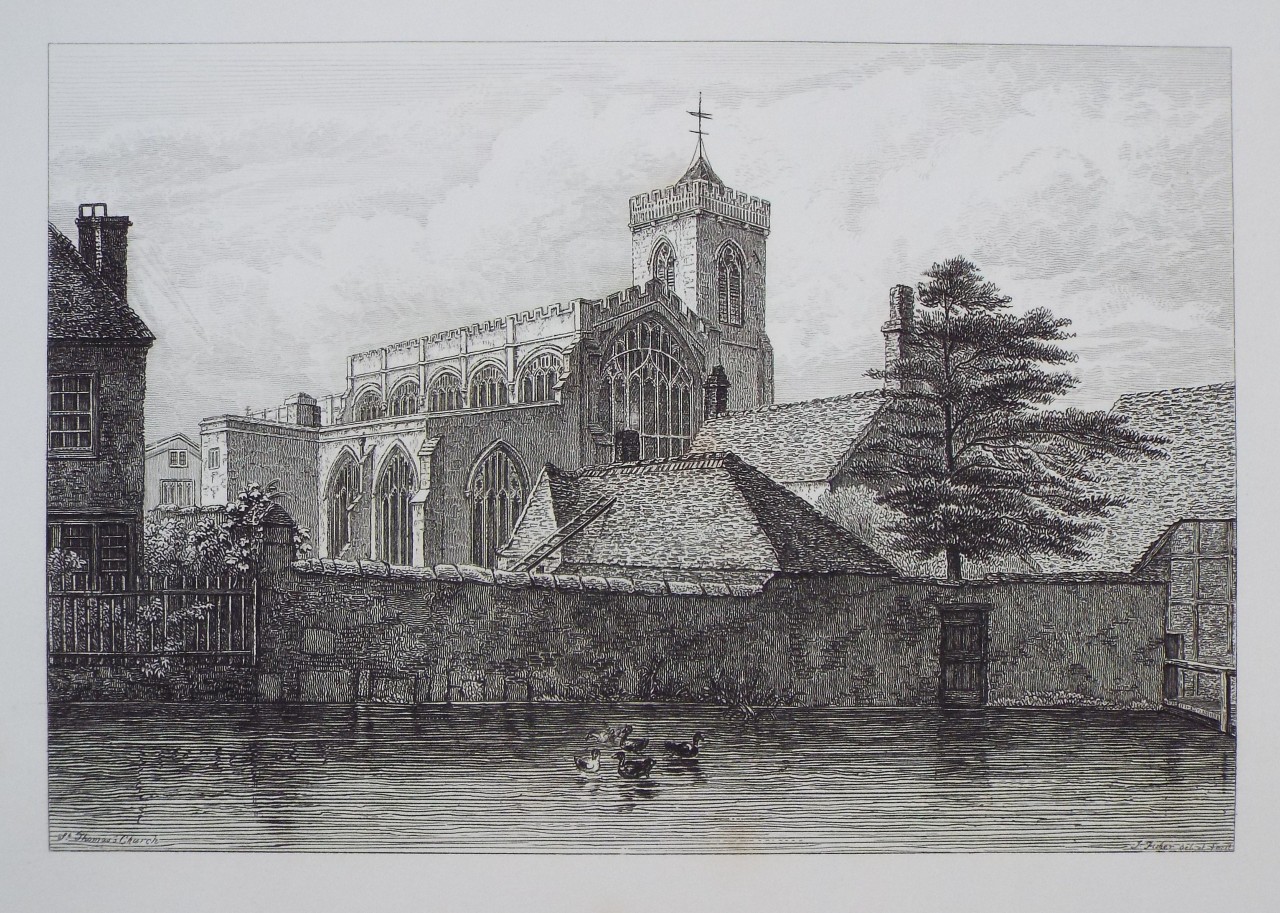Print - St. Thomas's Church,  from the River