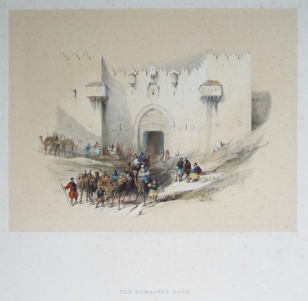 Lithograph - Gate of Damascus, Jerusalem. - Haghe