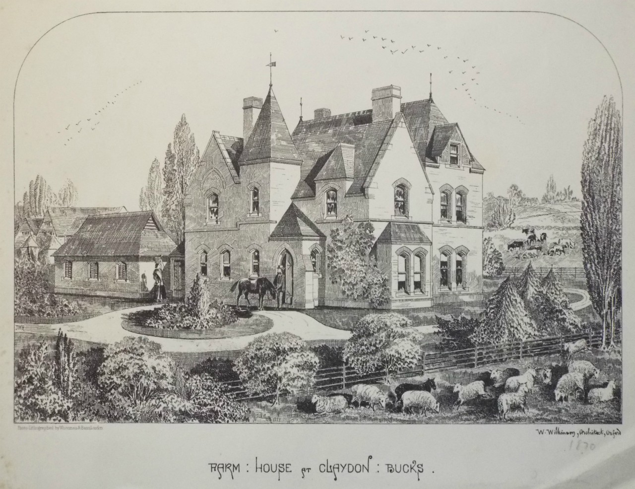 Photo-lithograph - Farm : House at Claydon : Bucks. - Whiteman
