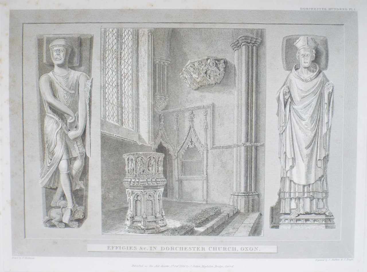 Print - Effigies &c. in Dorchester Church, Oxon. - Skelton