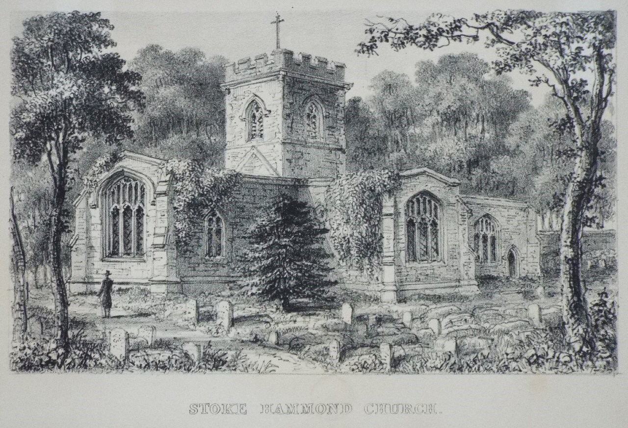 Lithograph - Stoke Hammond Church.