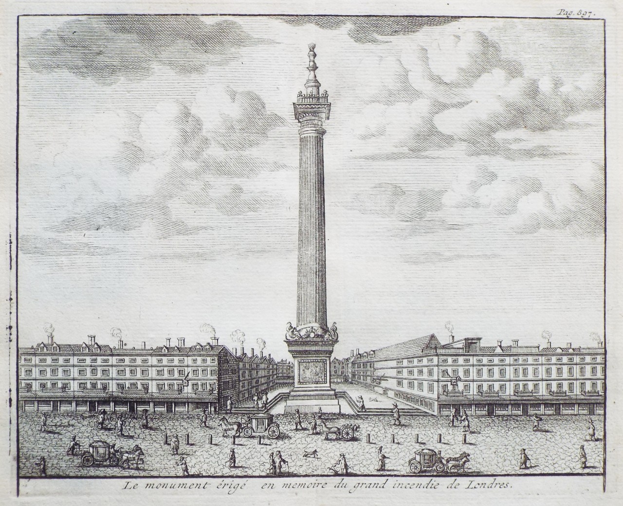 Print - Le Monumnt erige en memoire du grand incindie de Londres.