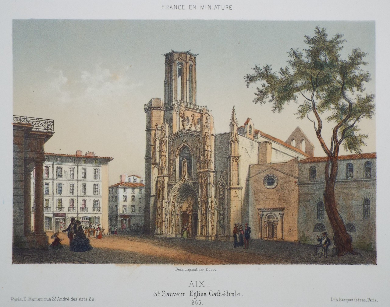 Lithograph - Aix. St. Sauveur Eglise Cathedrale. - 
