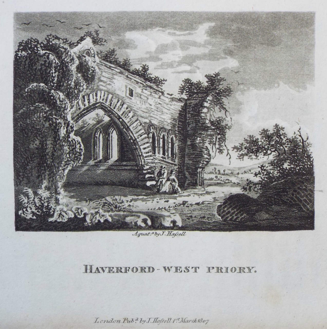 Aquatint - Haverford-west Priory. - Hassell