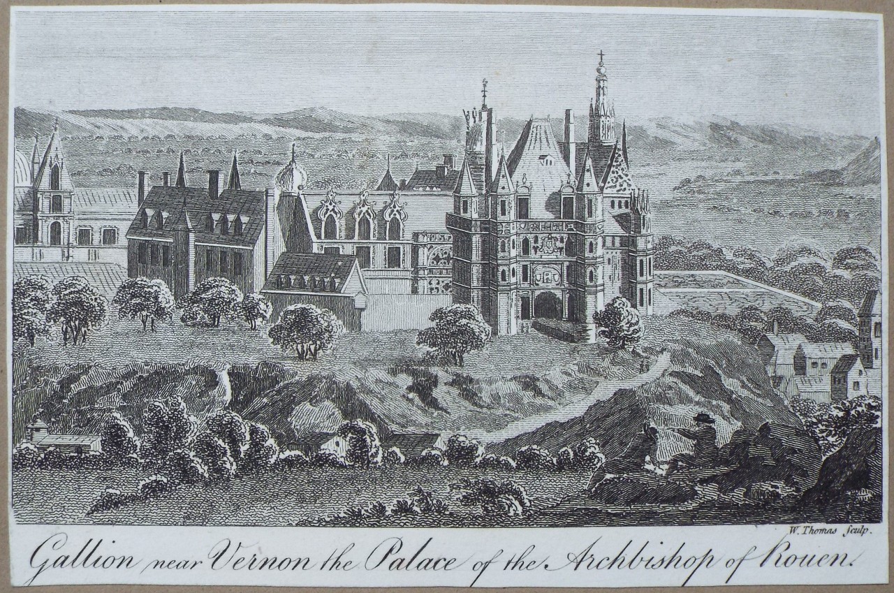 Print - Gallion near Vernon the Palace of the Archbishop of Rouen. - Thomas