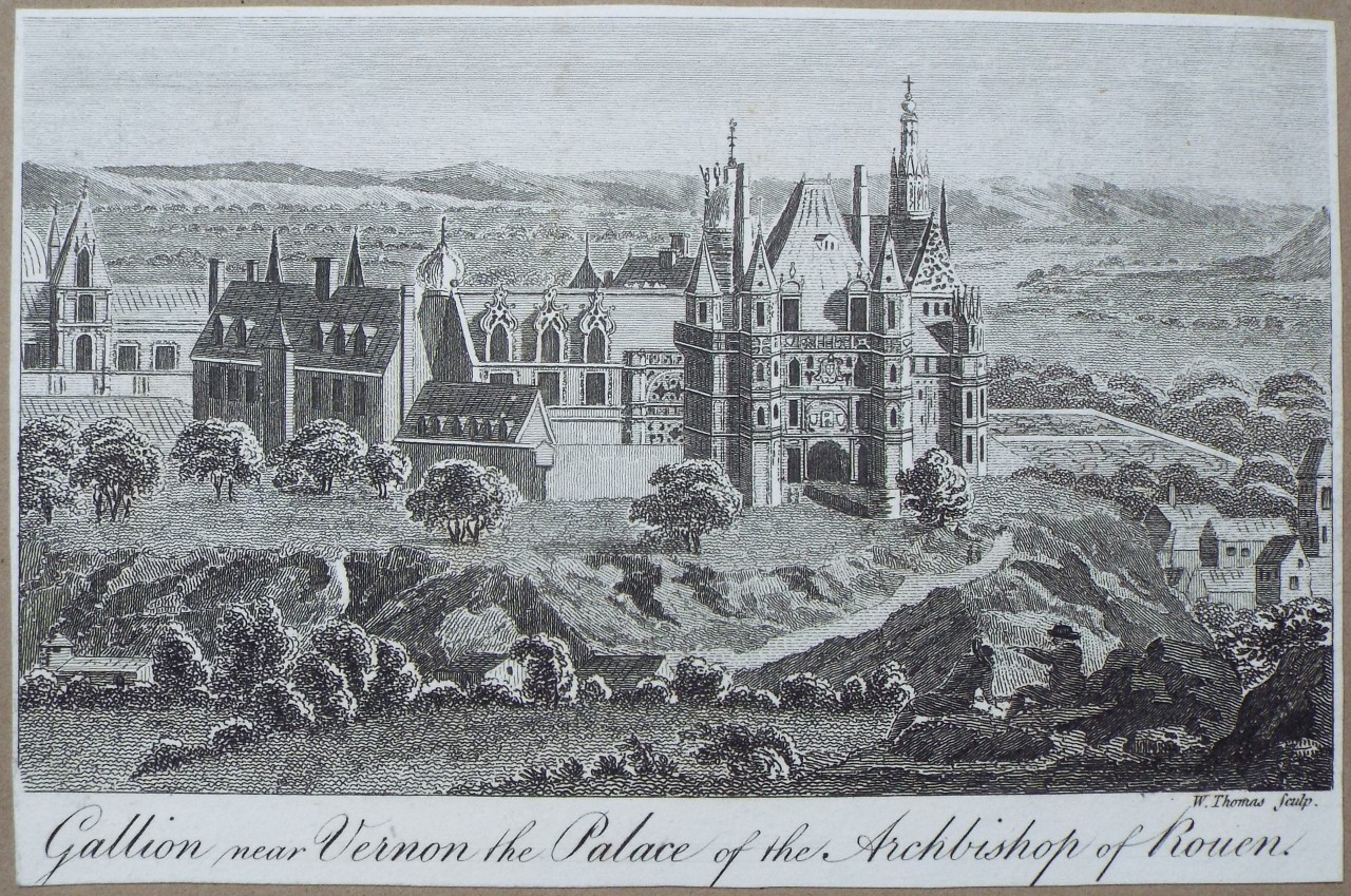 Print - Gallion near Vernon the Palace of the Archbishop of Rouen. - Thomas