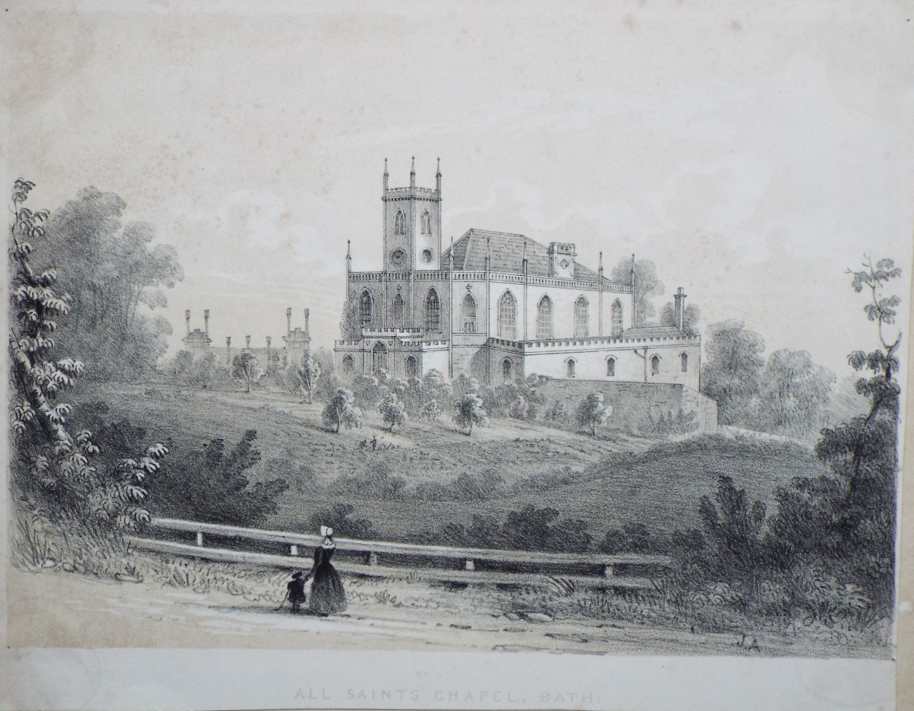 Lithograph - All Saints Chapel, Bath.