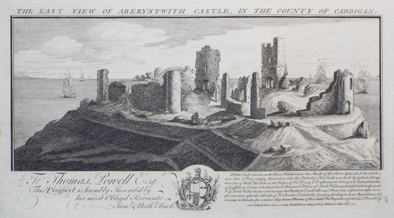 Print - The East View of Aberystwyth Castle, in the County of Cardigan. - Buck