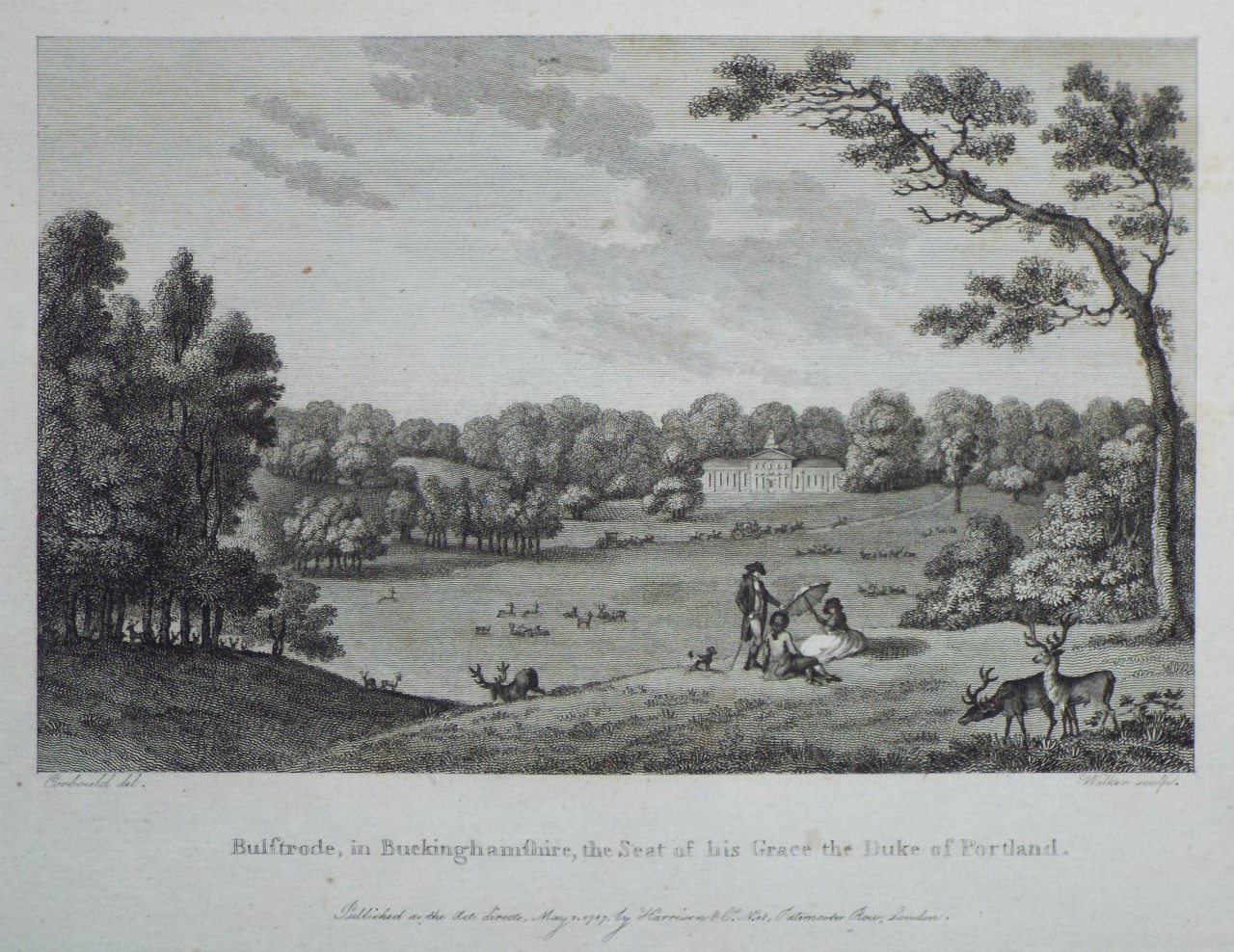 Print - Bulstrode, in Buckinghamsire, the Seat of his Grace the Duke of Portland. - 