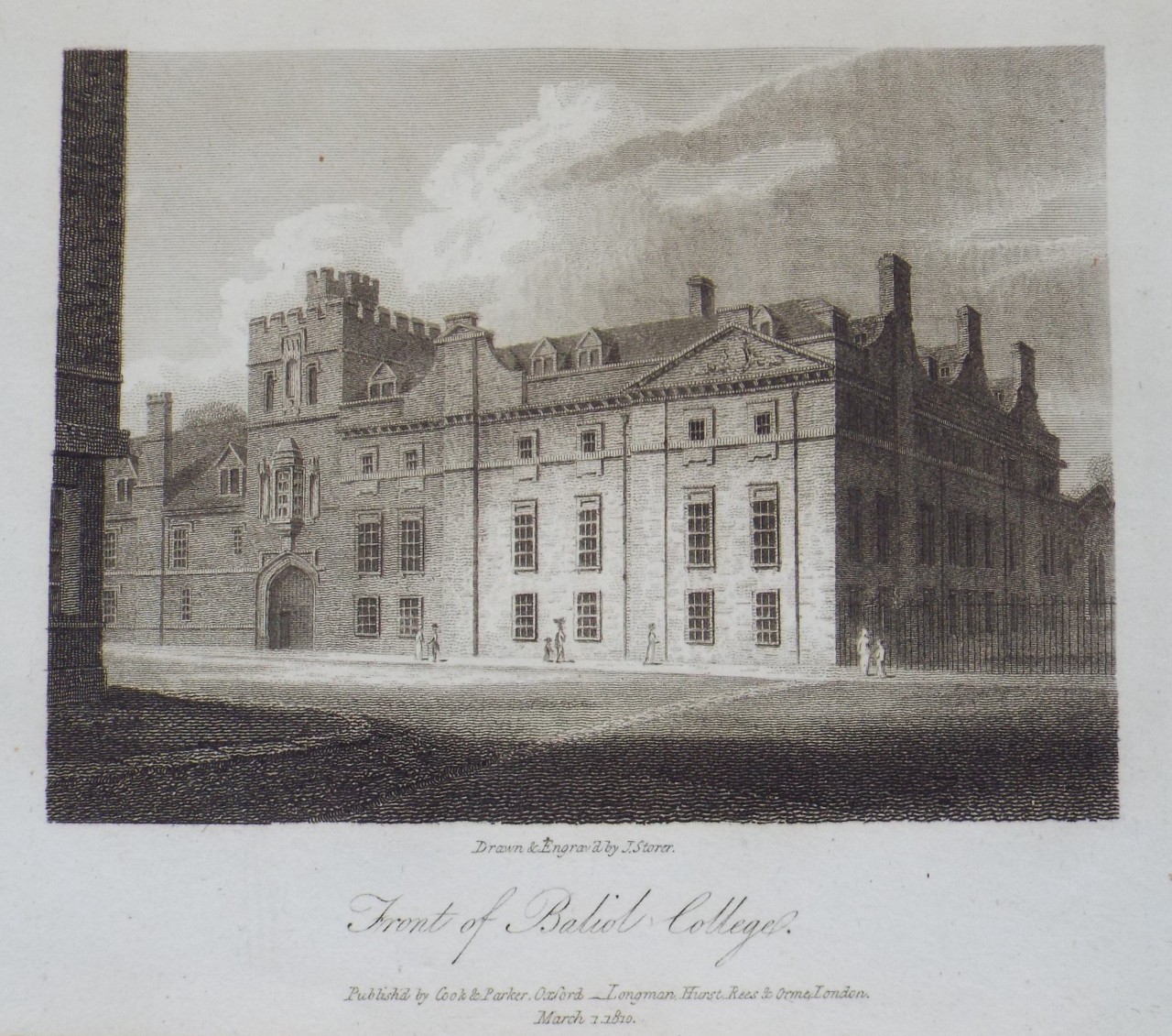 Print - Front of Baliol College. - Storer