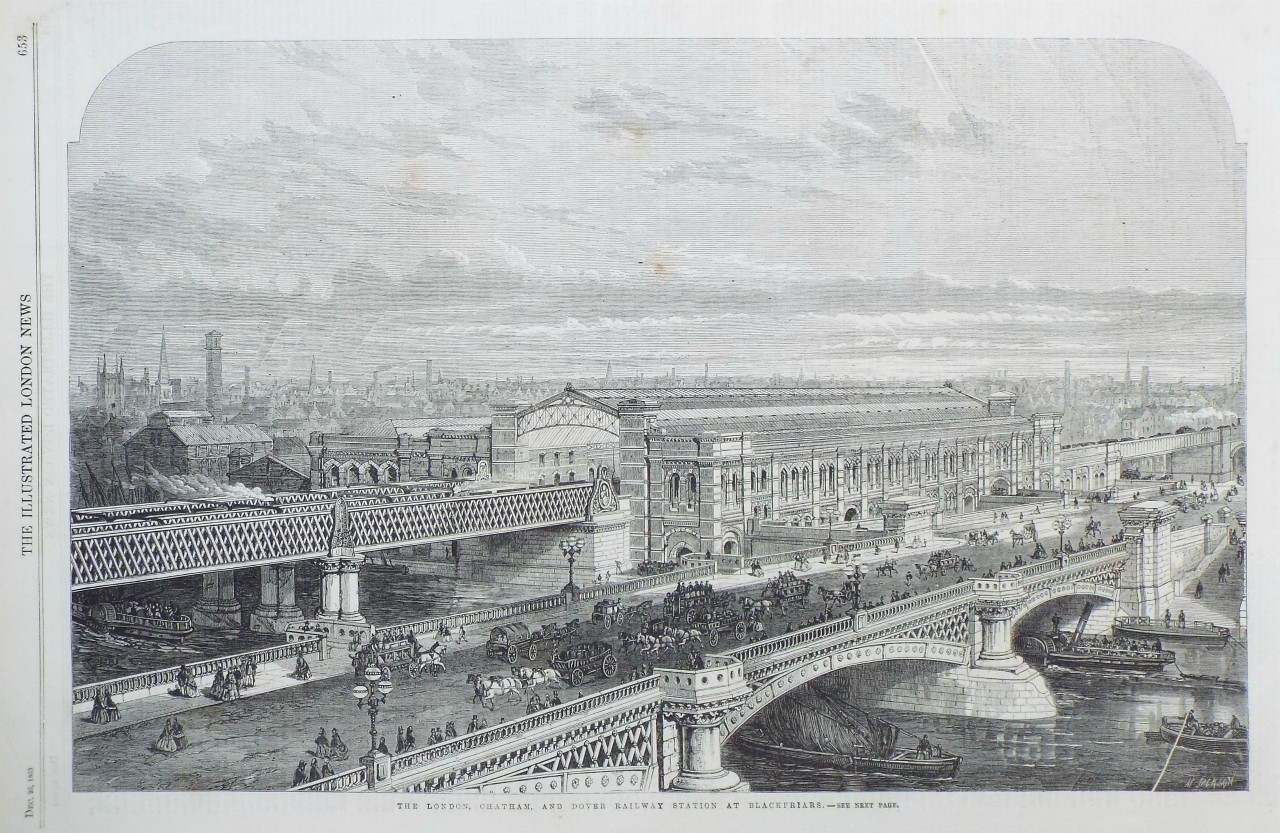 Wood - The London, Chatham and Dover Railway Station at Blackfriars.