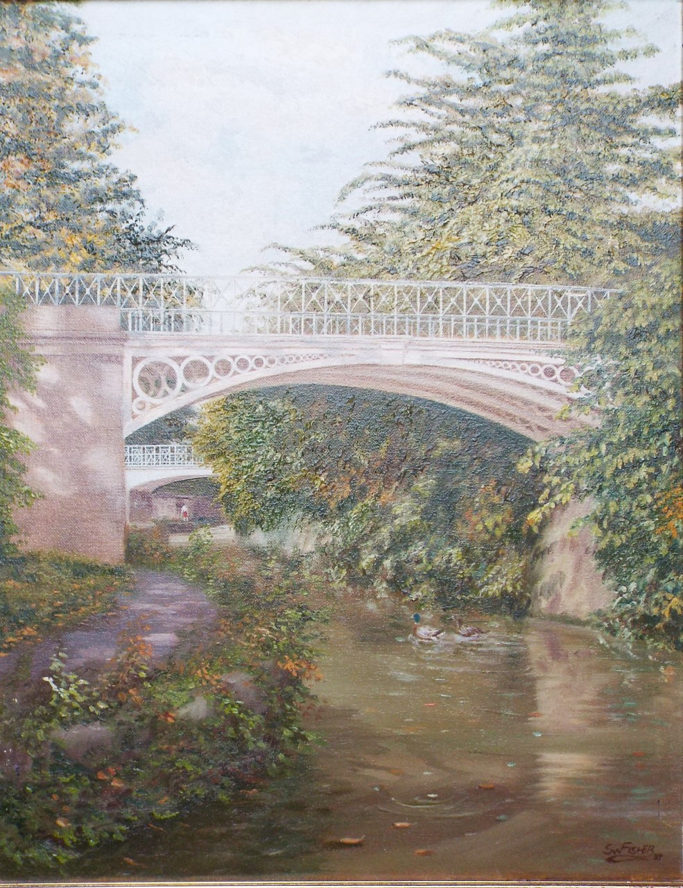 Oil on canvas - Bath. Canal through Sydney Gardens