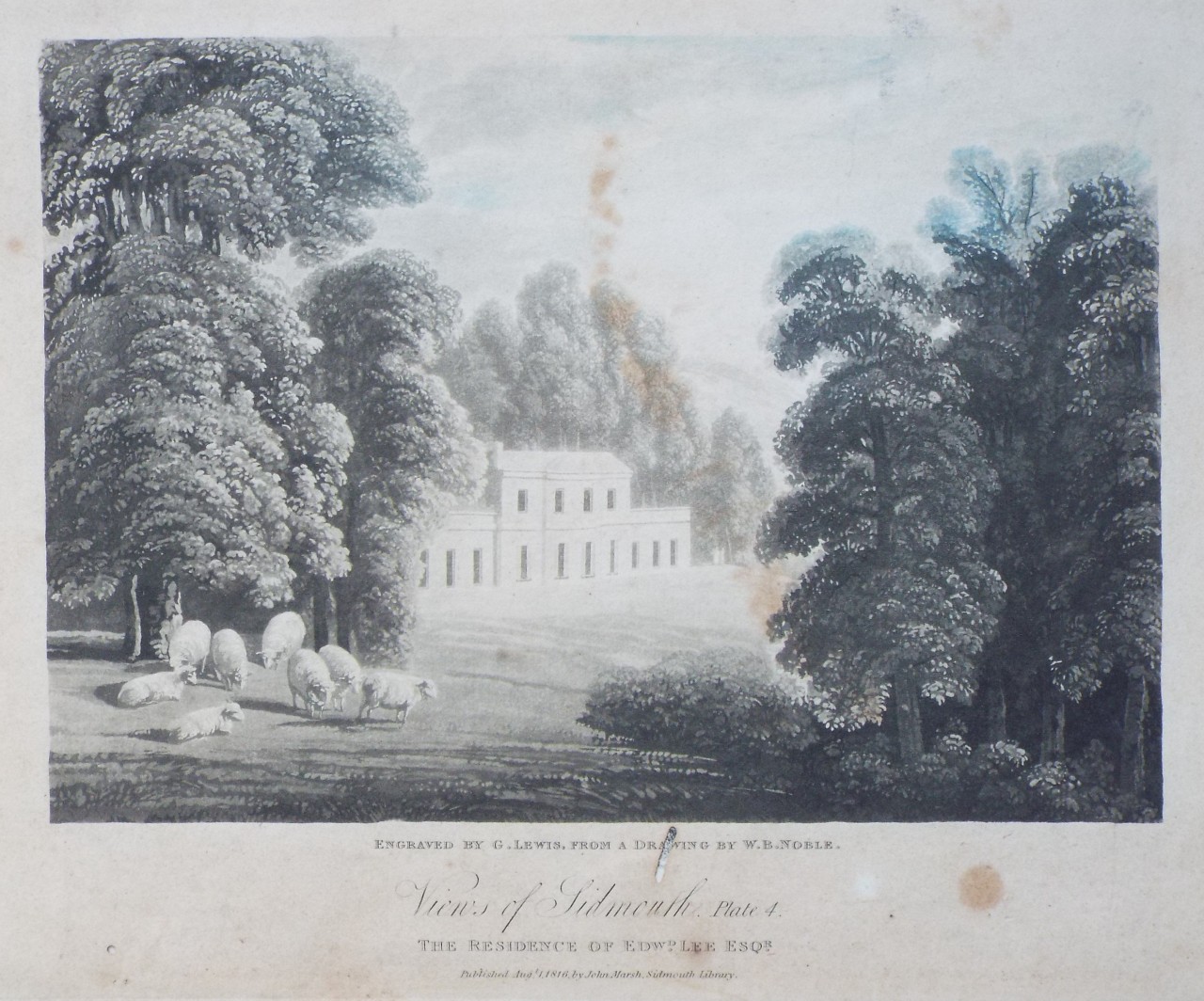 Aquatint - Views of Sidmouth. Plate 4. The Residence of Edwd. Lee Esqr. - Lewis