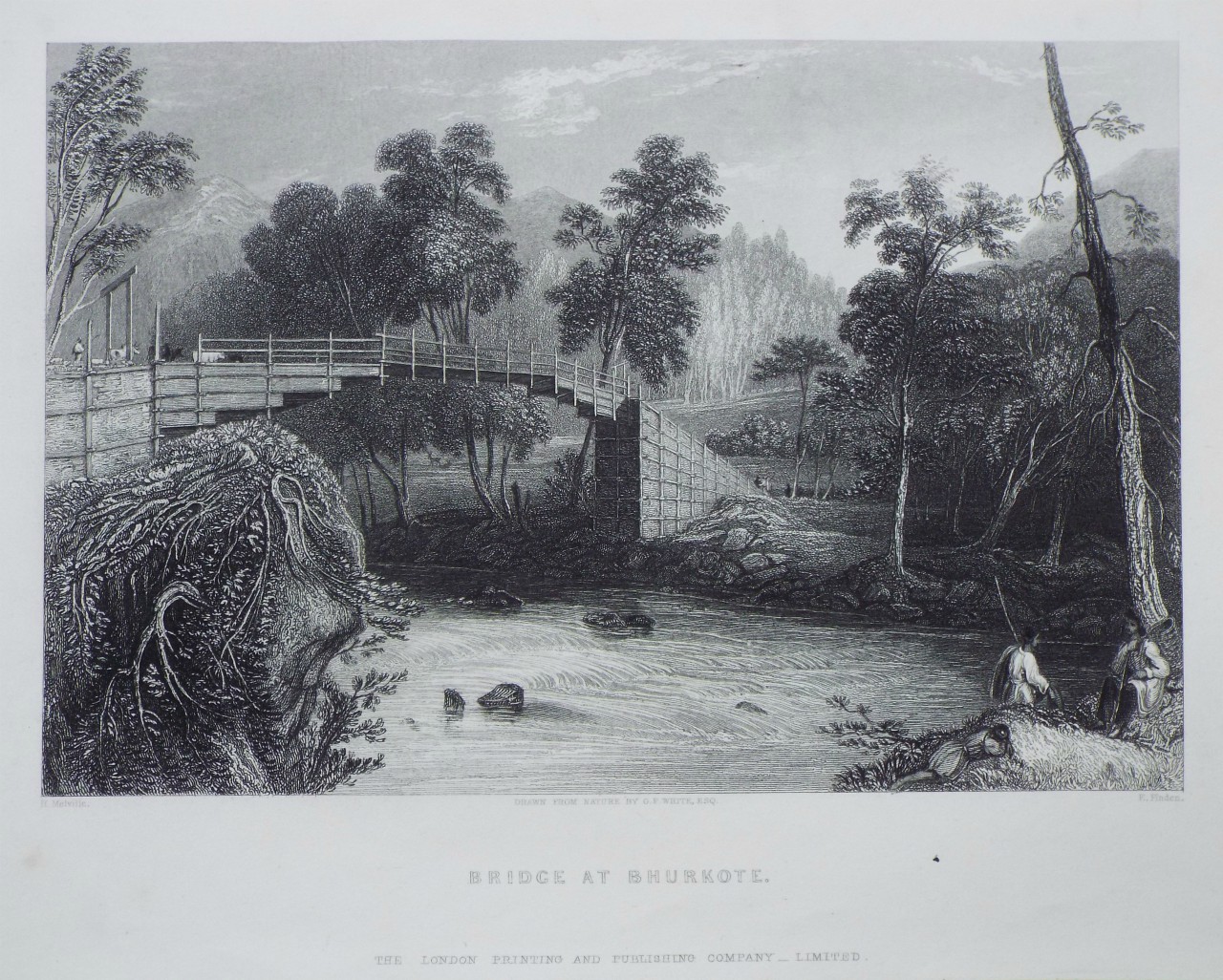 Print - Bridge at Bhurkote. - Le