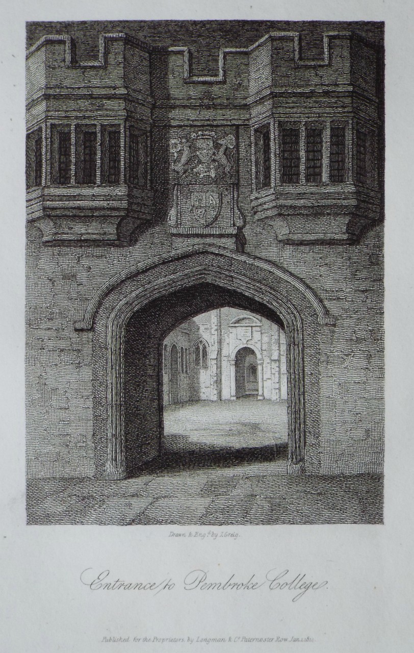 Print - Entrance to Pembroke College. - Greig