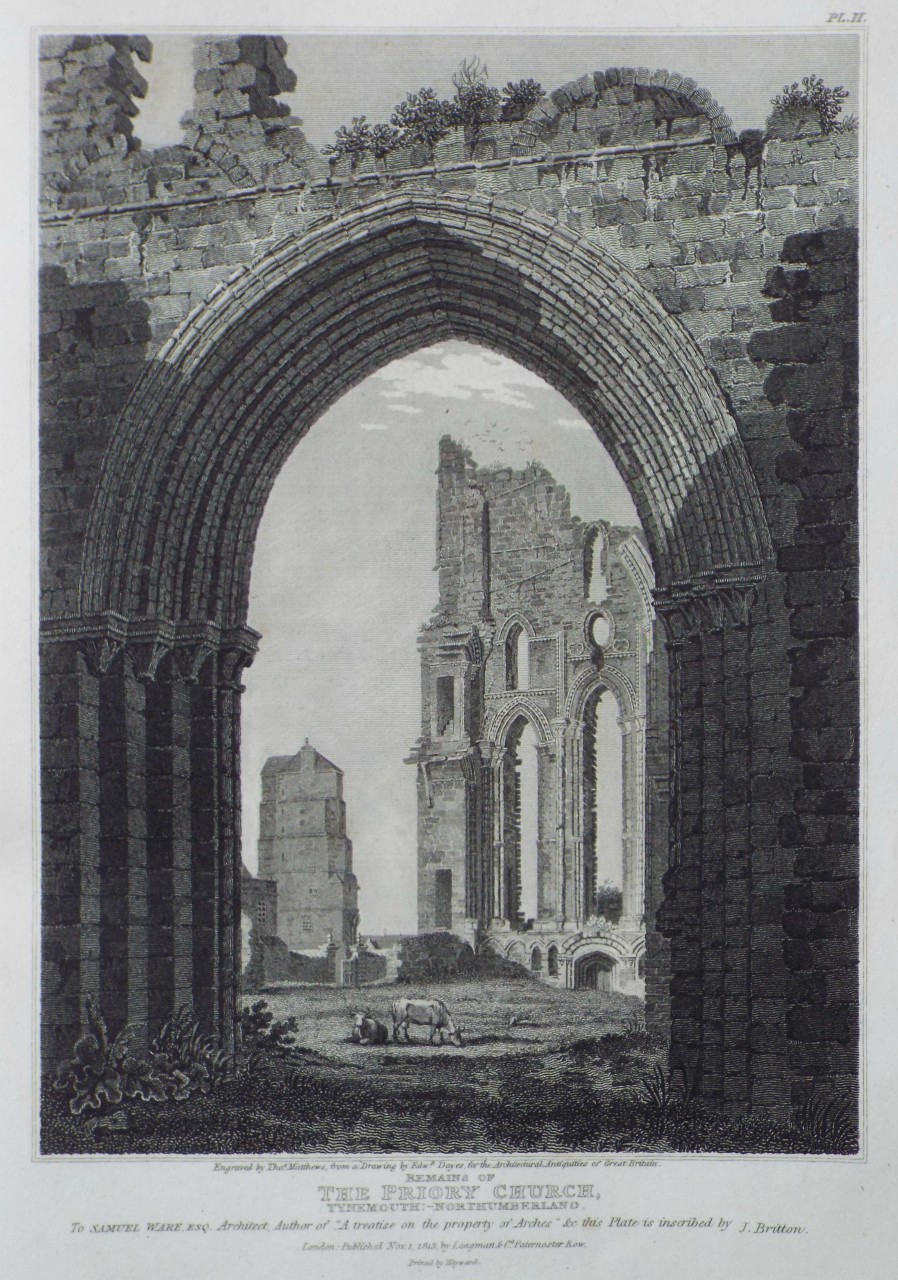Print - Remains of the Priory Church, Tynemouth, Northumberland. - Matthews