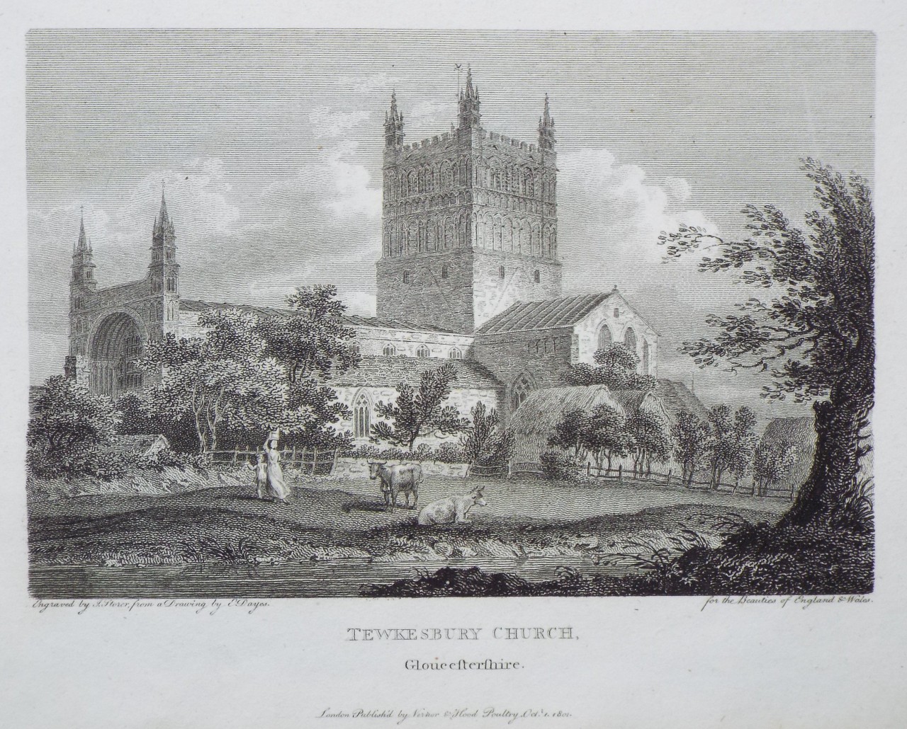 Print - Tewkesbury Church, Glocestershire. - Storer