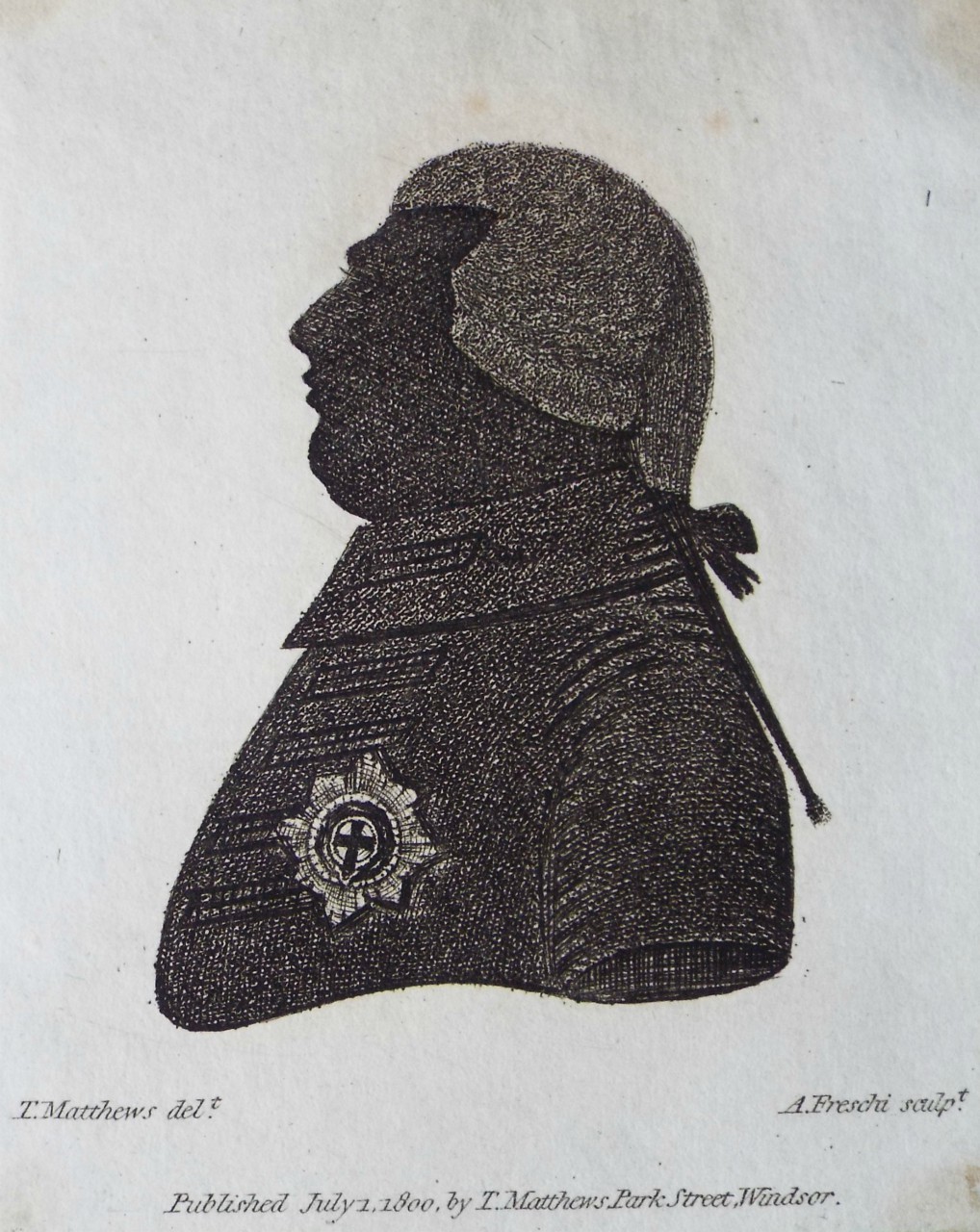 Stipple - (Silhouette of King George III) - Freschi