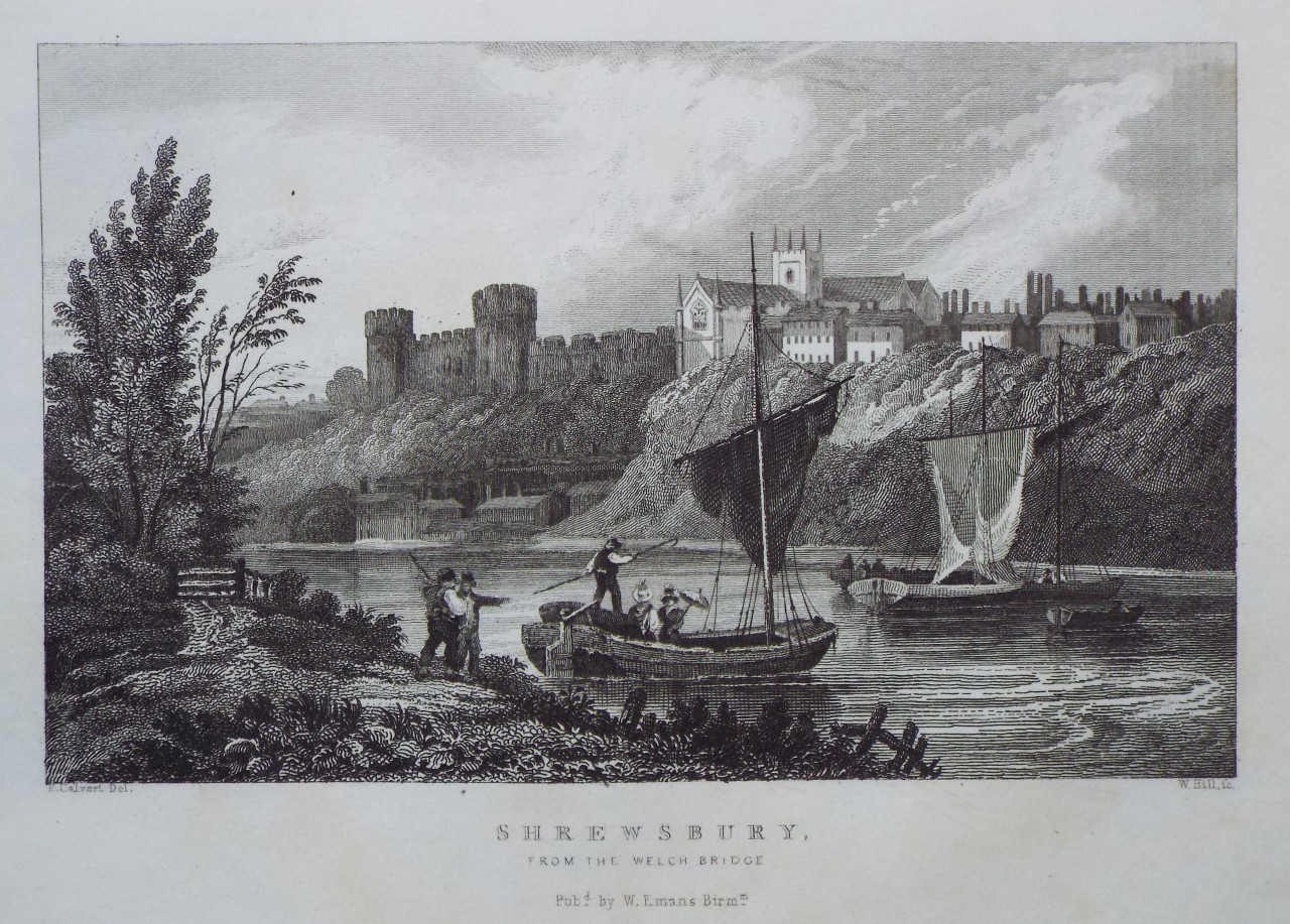 Print - Shrewsbury, from the Welch Bridge - Hill