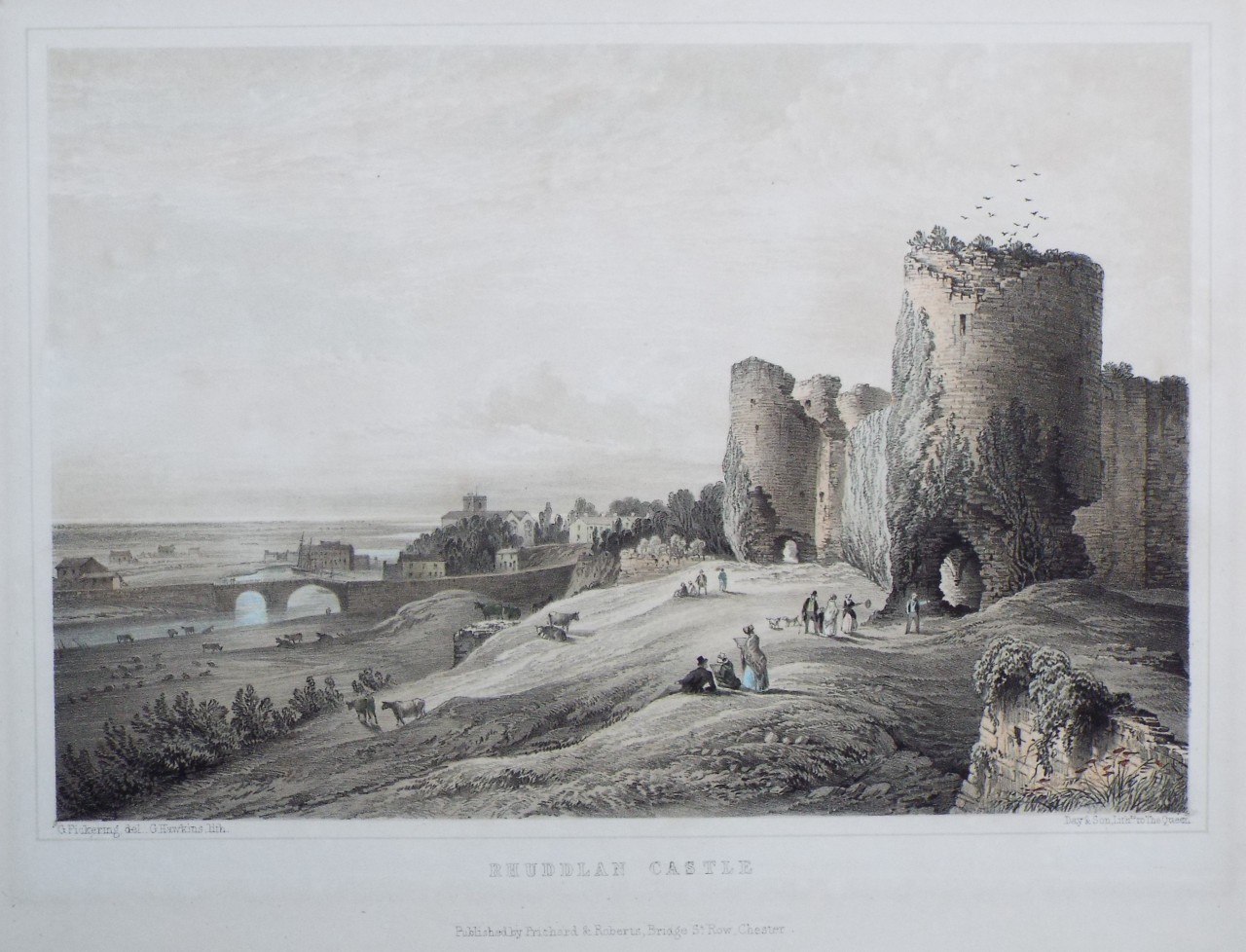 Lithograph - Rhuddlan Castle - Hawkins