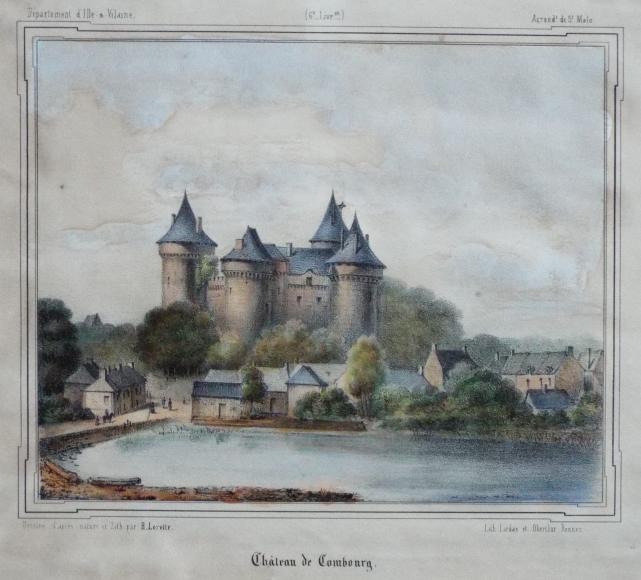 Lithograph - Chateau de Combourg. - Lorette
