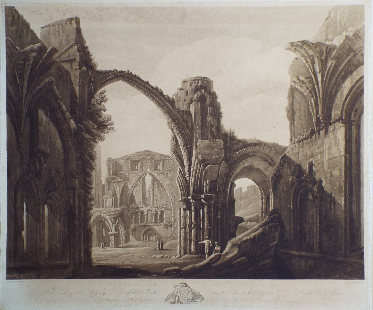 Aquatint - Lindisfarne or Holy Island Cathedral. - Lewis