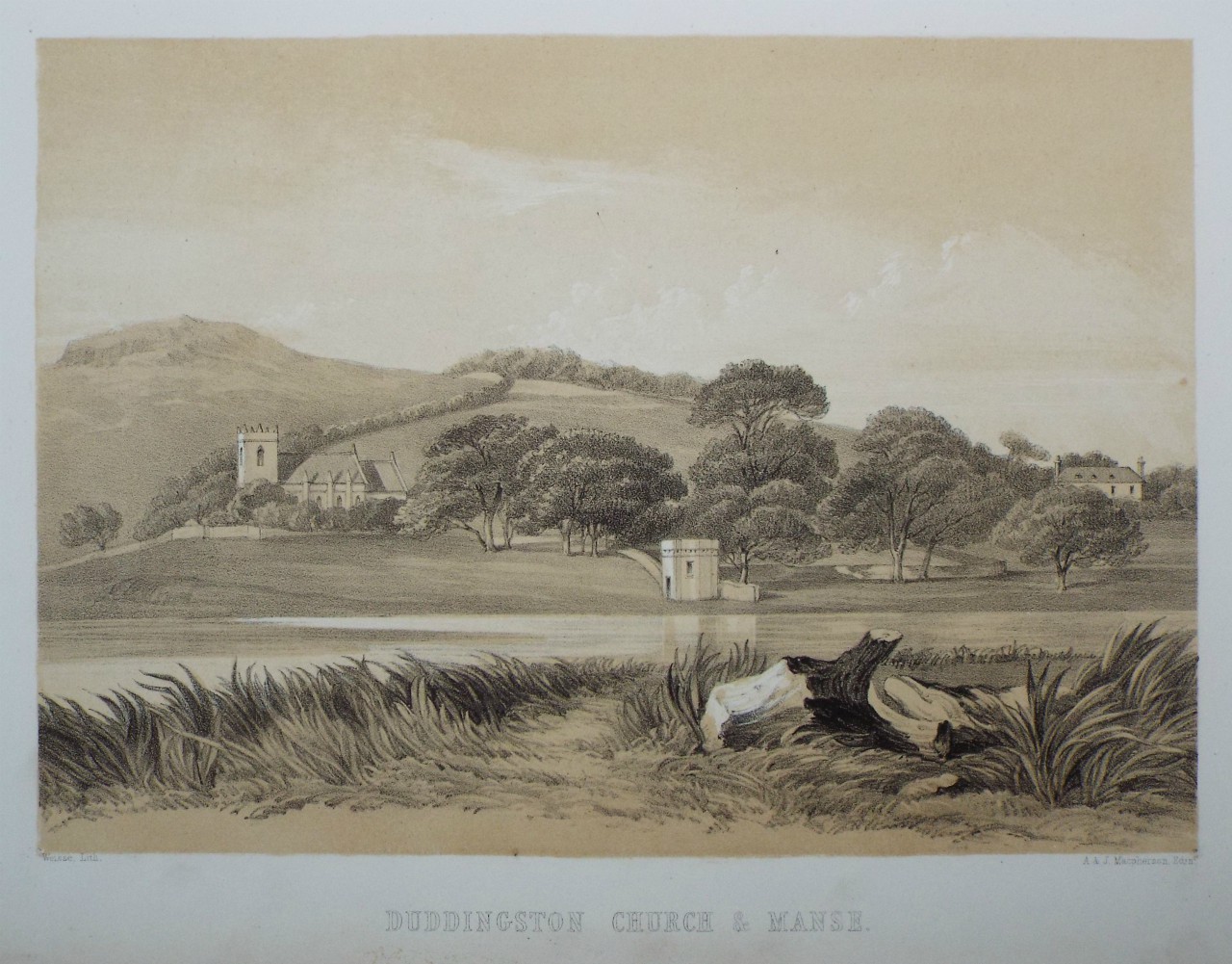 Lithograph - Duddingston Church & Manse. - 