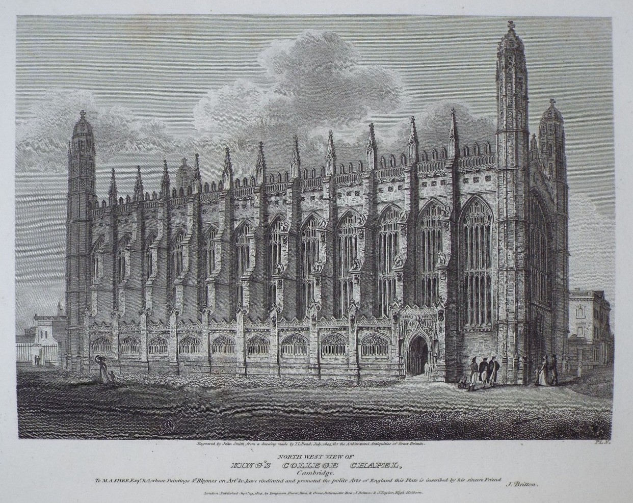 Print - North West View of King's College Chapel, Cambridge. - Smith