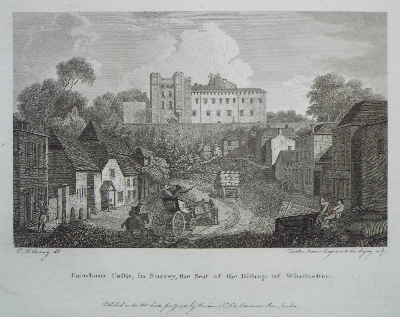 Print - Farnham Castle, in Surrey, the Seat of the Bishop of Winchester. - 