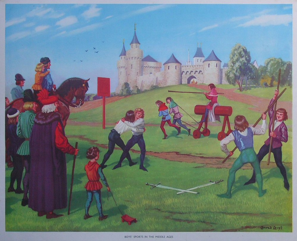 Lithograph - 23 Boys' Sports in the Middle Ages