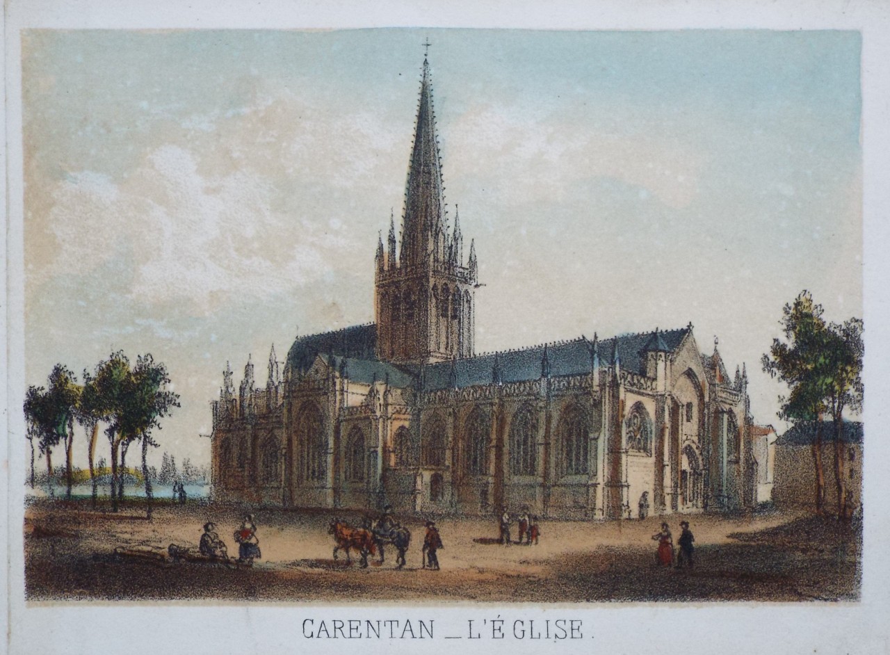 Lithograph - Carentan - L'Eglise.