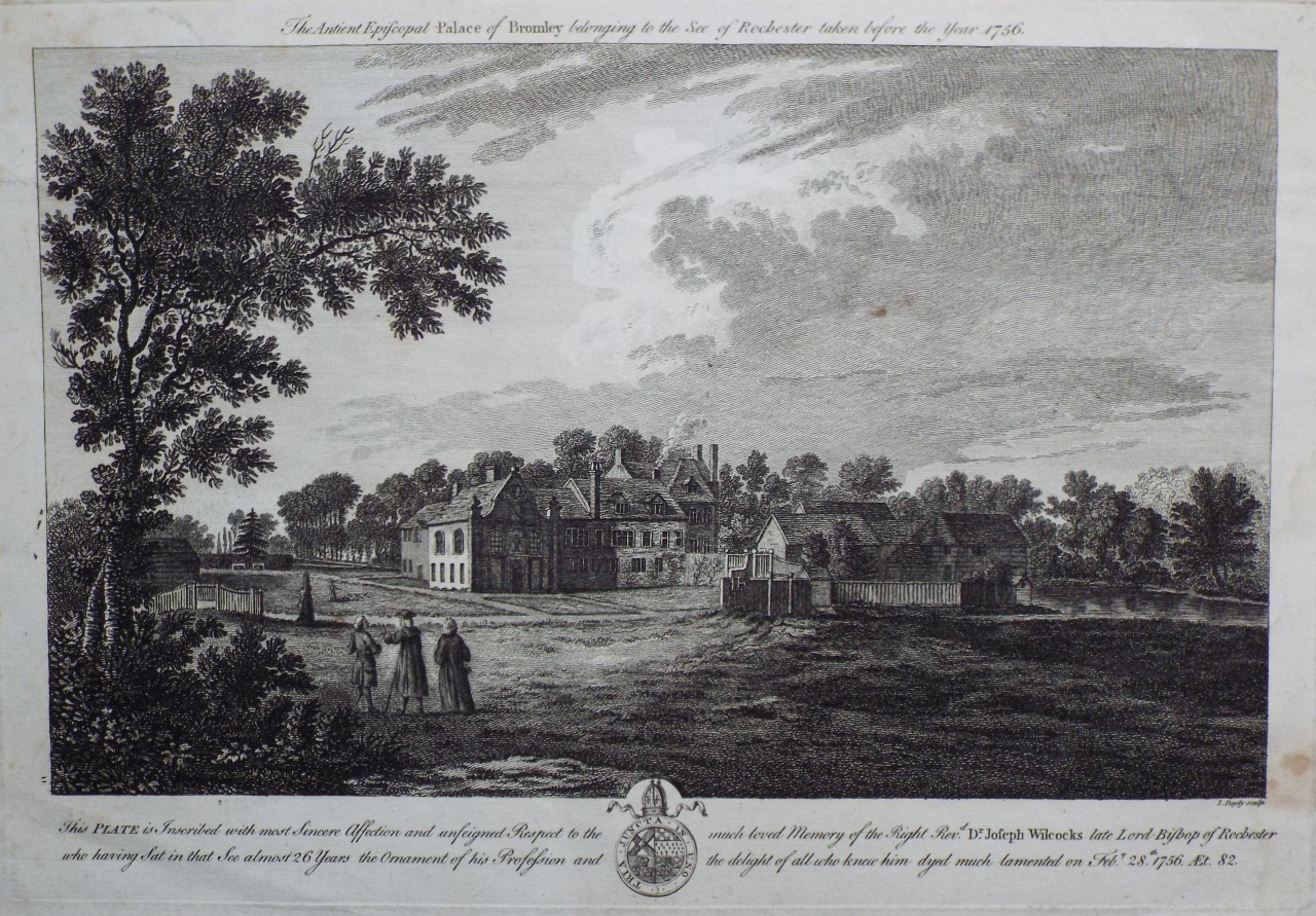 Print - The Antient Episcopal Palace of Bromley belonging to the See of Rochester taken before the year 1756. - Bayly